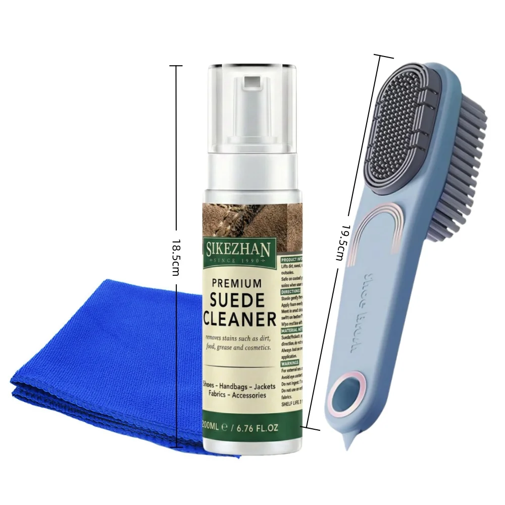 Suede Nubuck Shoe Cleaner Kit Foam Cleanser & Brush Towel Set for Sneakers Boots Bags Leather Jackets Care Premium Cleaning Tool thumbnail 6