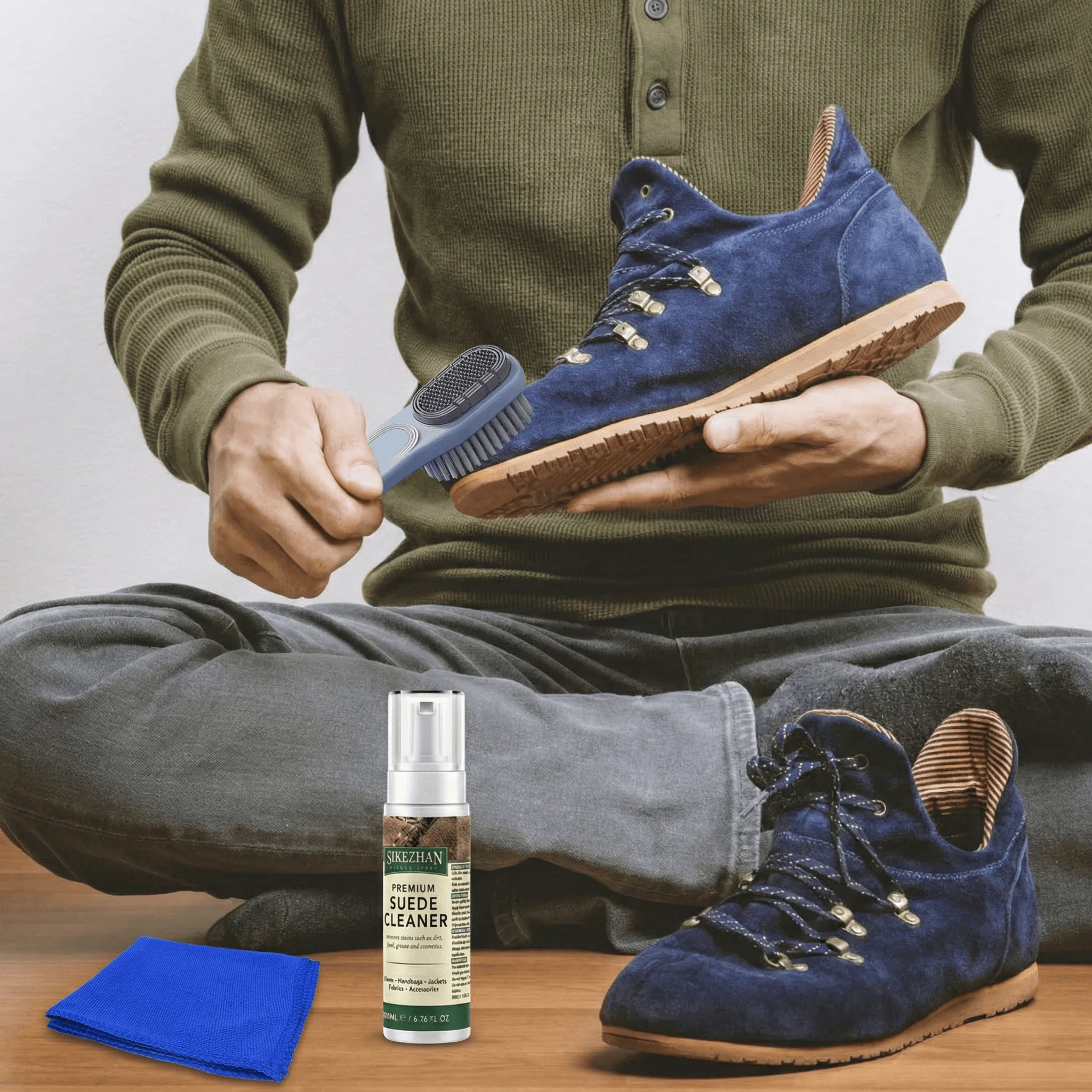 Suede Nubuck Shoe Cleaner Kit Foam Cleanser & Brush Towel Set for Sneakers Boots Bags Leather Jackets Care Premium Cleaning Tool thumbnail 3