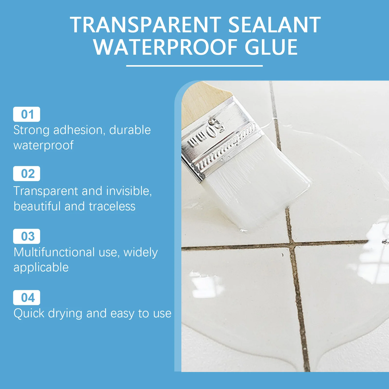 Transparent Waterproof Sealant Used for Roof Leak Repairs Bathroom Tile DIY Home Concrete Walls Fast Drying Comes with Brush thumbnail 4