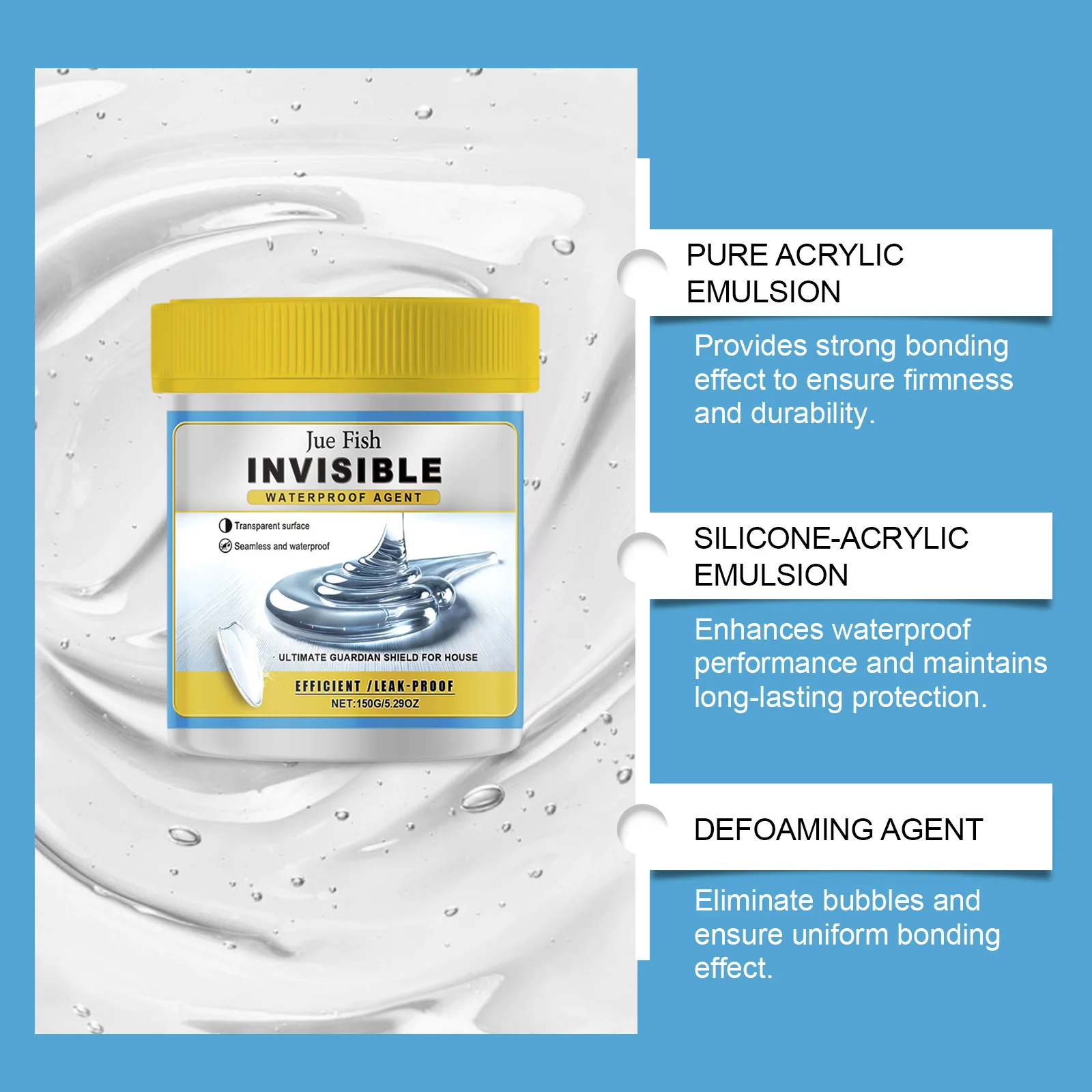 Transparent Waterproof Sealant Used for Roof Leak Repairs Bathroom Tile DIY Home Concrete Walls Fast Drying Comes with Brush thumbnail 3