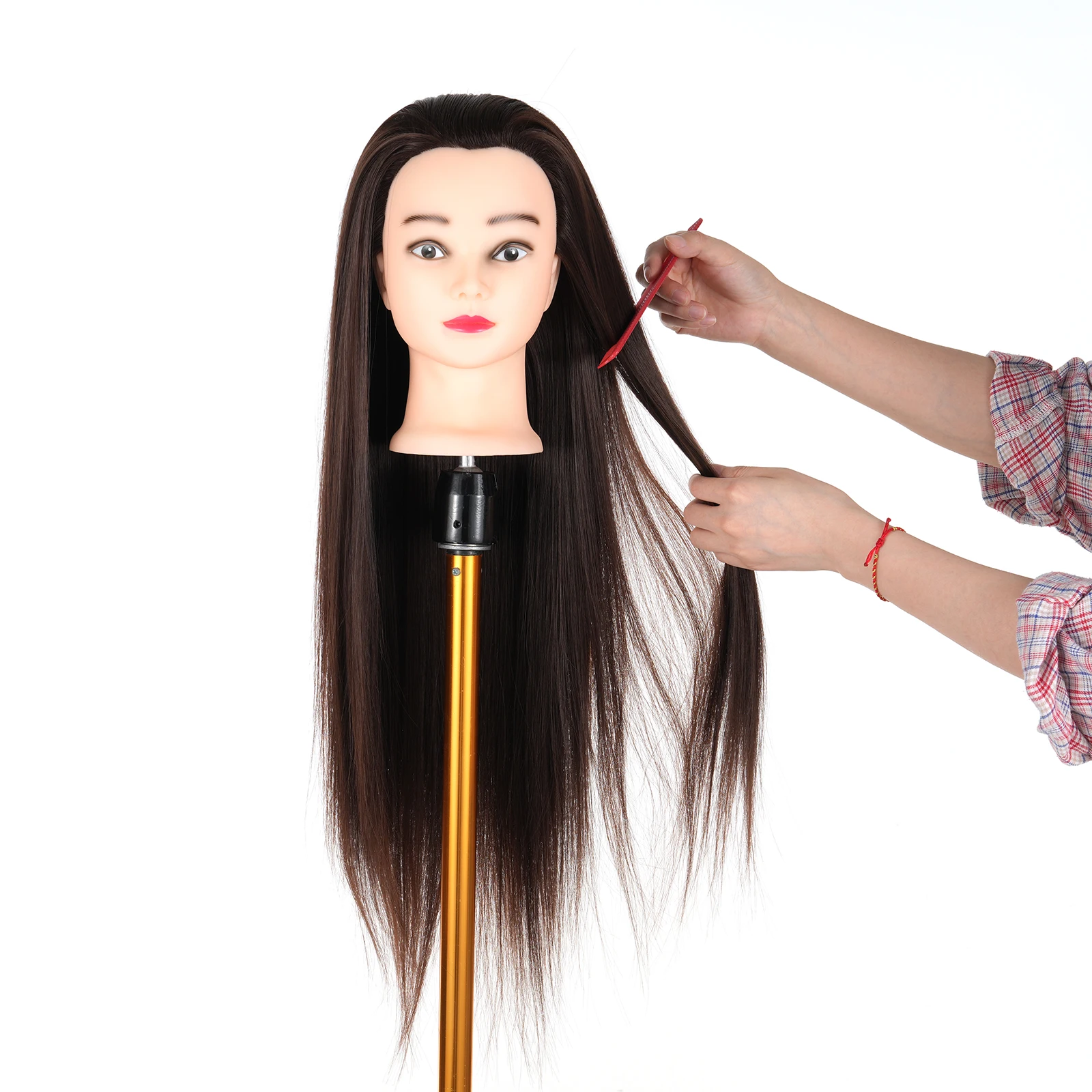 30% Human Hair Mannequin Head with Clamp Holder for Braiding Hair Styling Practice 24'' Manikin Head for Hairdresser Cosmetology thumbnail 5