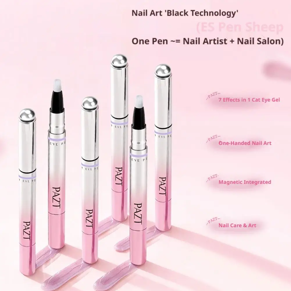 Portable 7 in 1 Cat Eye Nail Pen Magnetic Gel Polish All-in-One Tool Remover Magnetic Ball Nude Art Brush Kit Portable Easy thumbnail 4