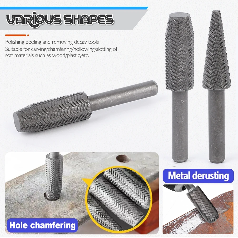 5 Pcs Woodworking Rotary File Set Electric Rotary Grinding & Polishing Machine with Grinding Head Tea Tray Root Carving Tool thumbnail 3