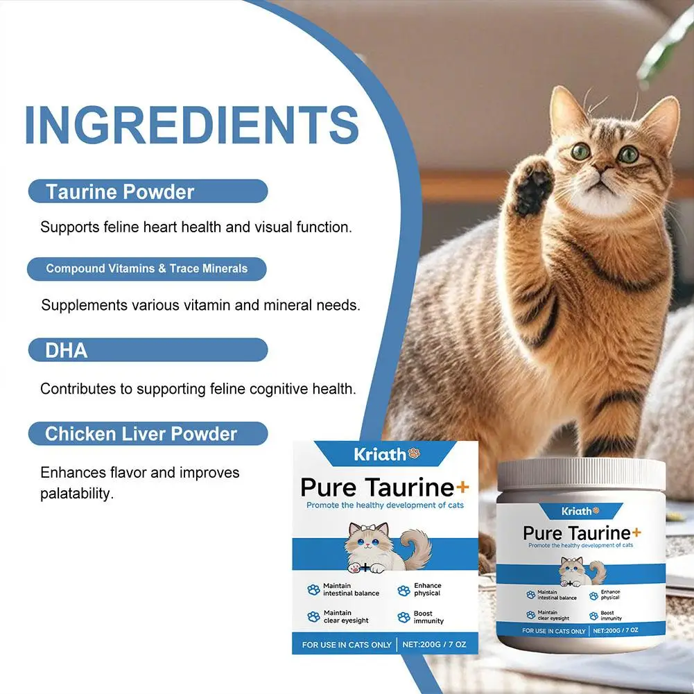 200g High Purity Taurine Powder for Cats Heart Health Vision Immune Support Easy Mix Food Additive Free Safe for All Ages thumbnail 4