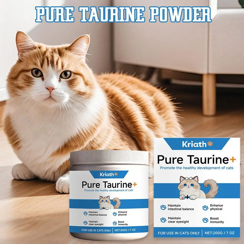 200g High Purity Taurine Powder for Cats Heart Health Vision Immune Support Easy Mix Food Additive Free Safe for All Ages