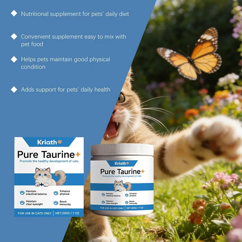 200g High Purity Taurine Powder for Cats Heart Health Vision Immune Support Easy Mix Food Additive Free Safe for All Ages thumbnail 3