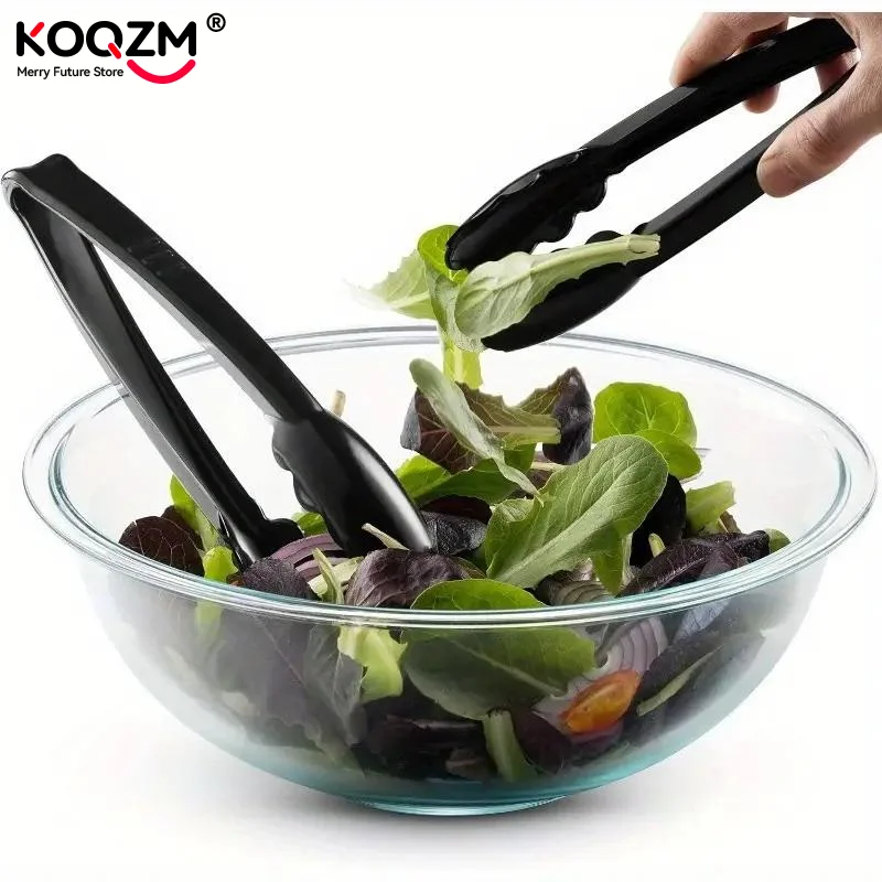 2/4/6pcs Black Plastic Food Tongs BBQ Bread Clip Kitchen Utensil Outdoor BBQ Clamps For Camping Kitchen Tongs For Baking Steak