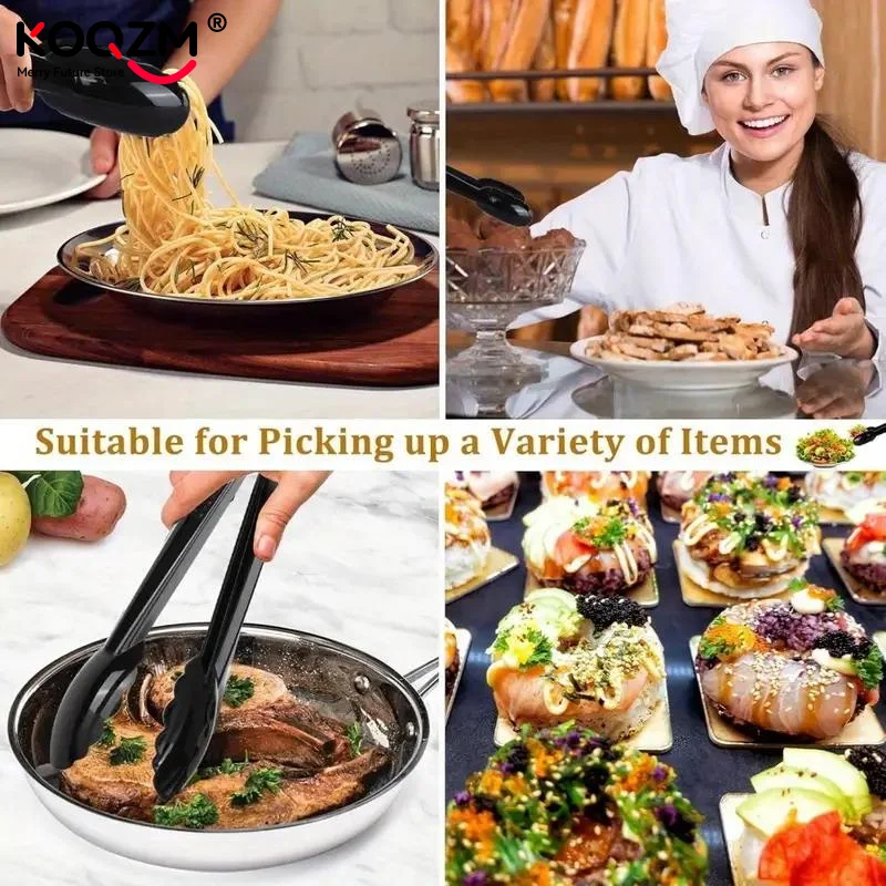 2/4/6pcs Black Plastic Food Tongs BBQ Bread Clip Kitchen Utensil Outdoor BBQ Clamps For Camping Kitchen Tongs For Baking Steak thumbnail 3