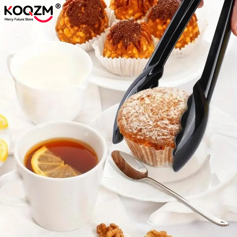 2/4/6pcs Black Plastic Food Tongs BBQ Bread Clip Kitchen Utensil Outdoor BBQ Clamps For Camping Kitchen Tongs For Baking Steak thumbnail 2