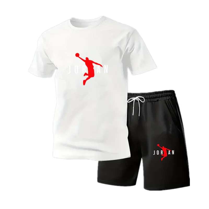 Summer Fashion Trendy Casual Sports Two Piece Set Youth Men's Short sleeved T-shirt+Shorts Set thumbnail 4