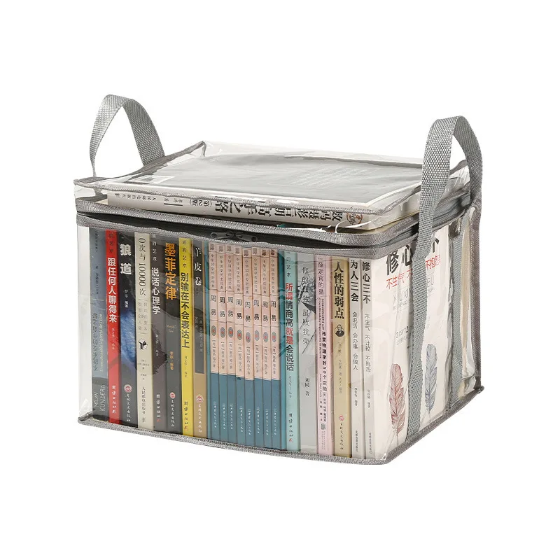 Foldable book box student dormitory classroom book organizer transparent waterproof household book organizing storage box thumbnail 5