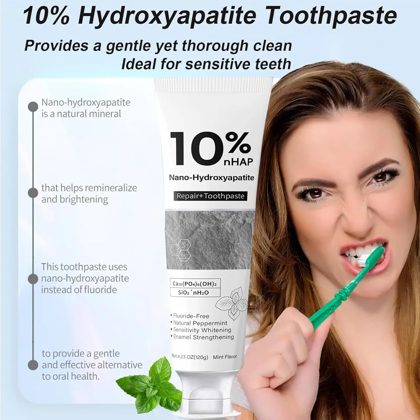 10% Nano-Hydroxyapatite Toothpaste Reduce Tooth Stains Fresh Breath Intenses Stain Whitening Toothpaste 120g Teeth Care Supplies thumbnail 3