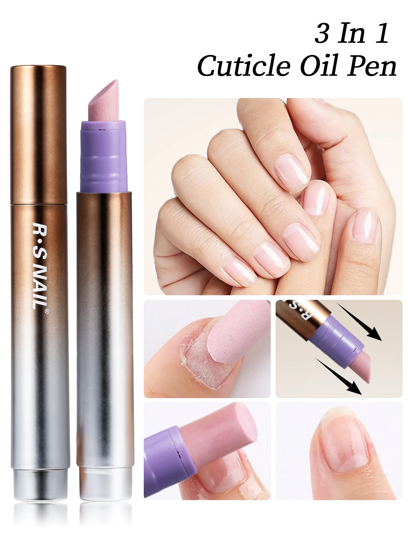 1/2PCS 3-In-1 Cuticle Oil Pen Nail Art Essence Pen Nail Cuticle Remover Pen Dry & Damaged Nails Nourishing Moisturize Nails Care thumbnail 2