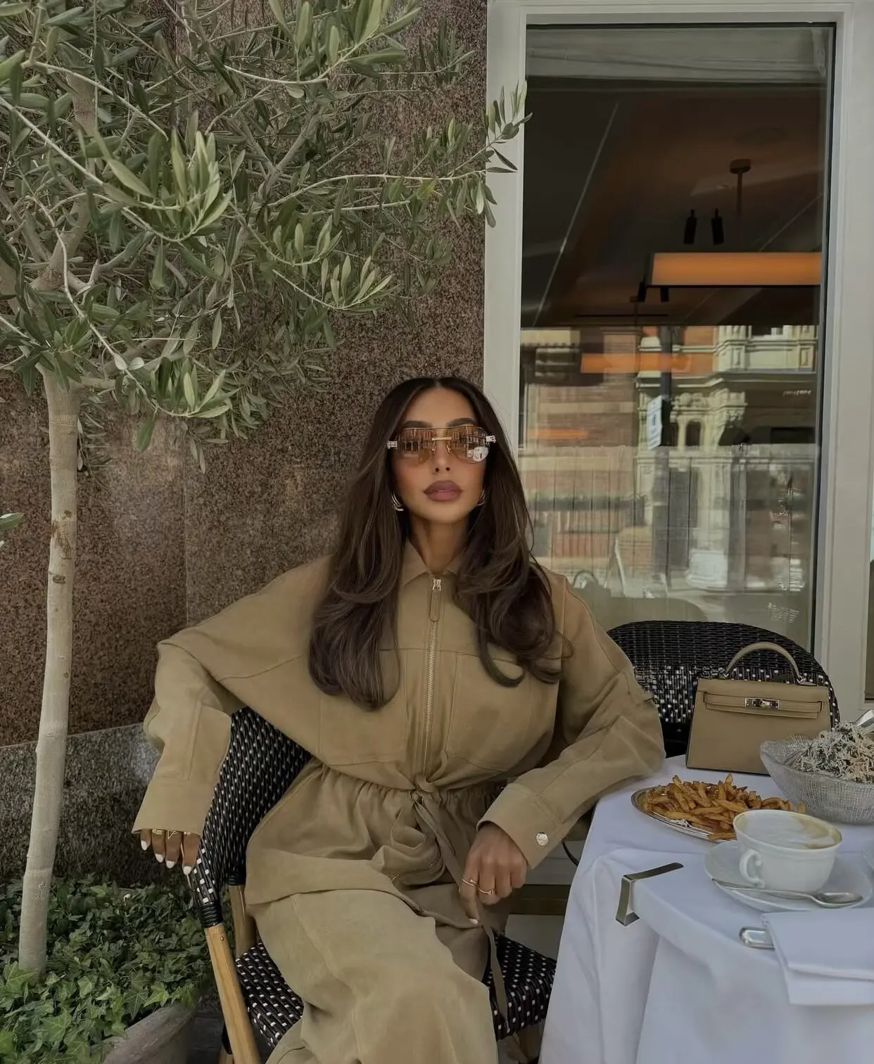 HH Female Causal Pants Suits Long Sleeves Solid Zipper Bomber Jackets+Drawstring Pants Autumn Fashion Safari Wear Khaki Set thumbnail 3