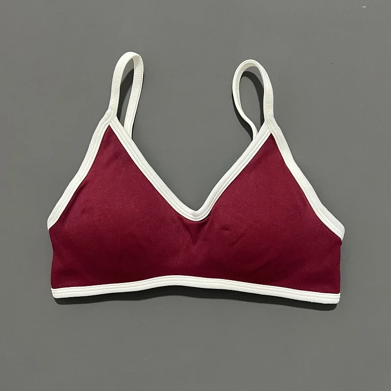 HISTELLO Sports Bra Women Sexy Knitted Underwear Contrastline Bra Top Seamless Yoga Clothing Running Sportswear Workout Gym Bras thumbnail 5
