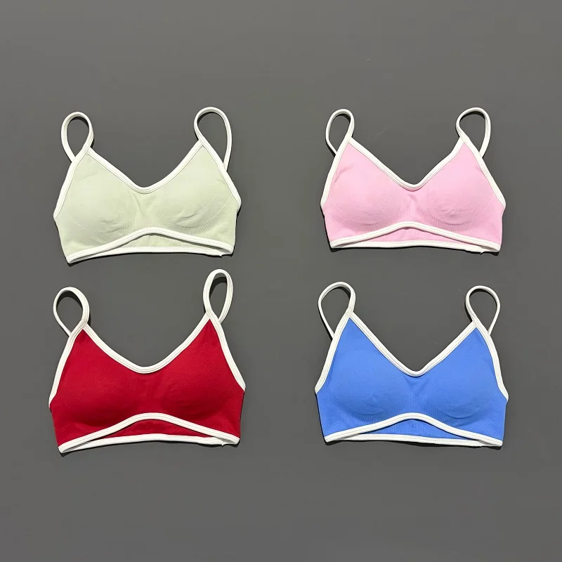 HISTELLO Sports Bra Women Sexy Knitted Underwear Contrastline Bra Top Seamless Yoga Clothing Running Sportswear Workout Gym Bras thumbnail 4