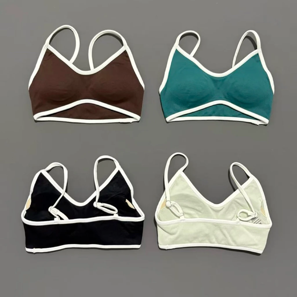 HISTELLO Sports Bra Women Sexy Knitted Underwear Contrastline Bra Top Seamless Yoga Clothing Running Sportswear Workout Gym Bras thumbnail 3