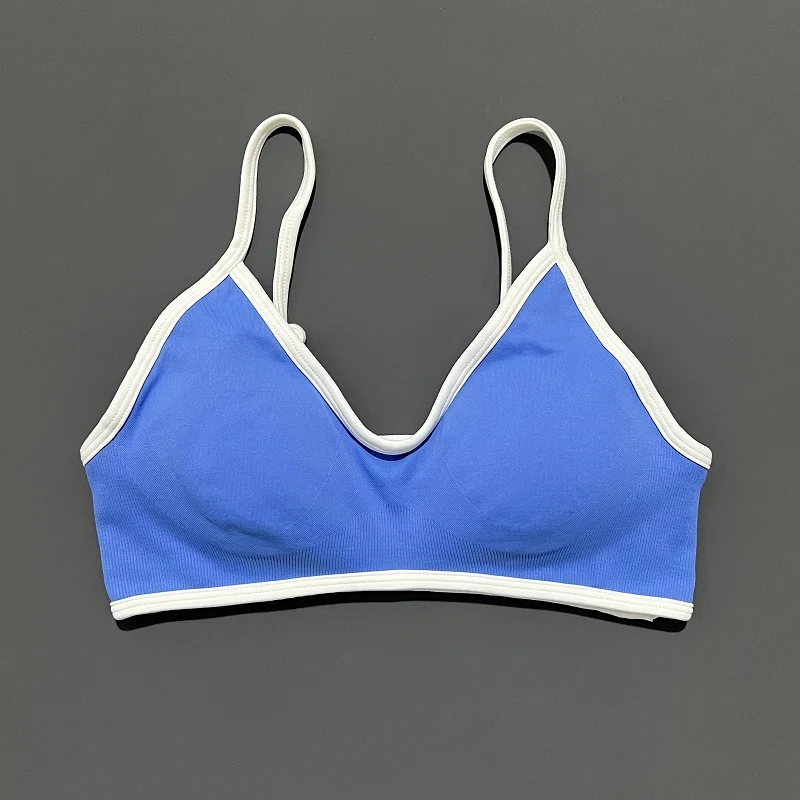HISTELLO Sports Bra Women Sexy Knitted Underwear Contrastline Bra Top Seamless Yoga Clothing Running Sportswear Workout Gym Bras thumbnail 6