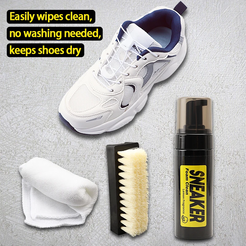 White Shoe Cleaner Foam Dry Cleaning Kit 150ML Waterless Foam Sneaker Cleaner Shoe Brush and Cleaning Cloth Set thumbnail 2