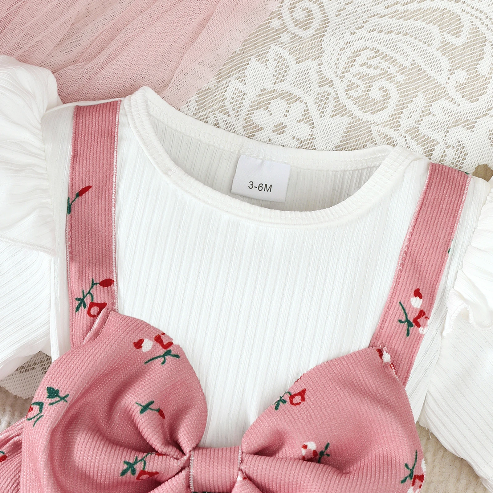 2Pcs/Set Baby girl Dress Small Floral Large bow Summer,Dress+Headband Set suitable for 0-24 Months Baby girls Fashionable Dress thumbnail 3