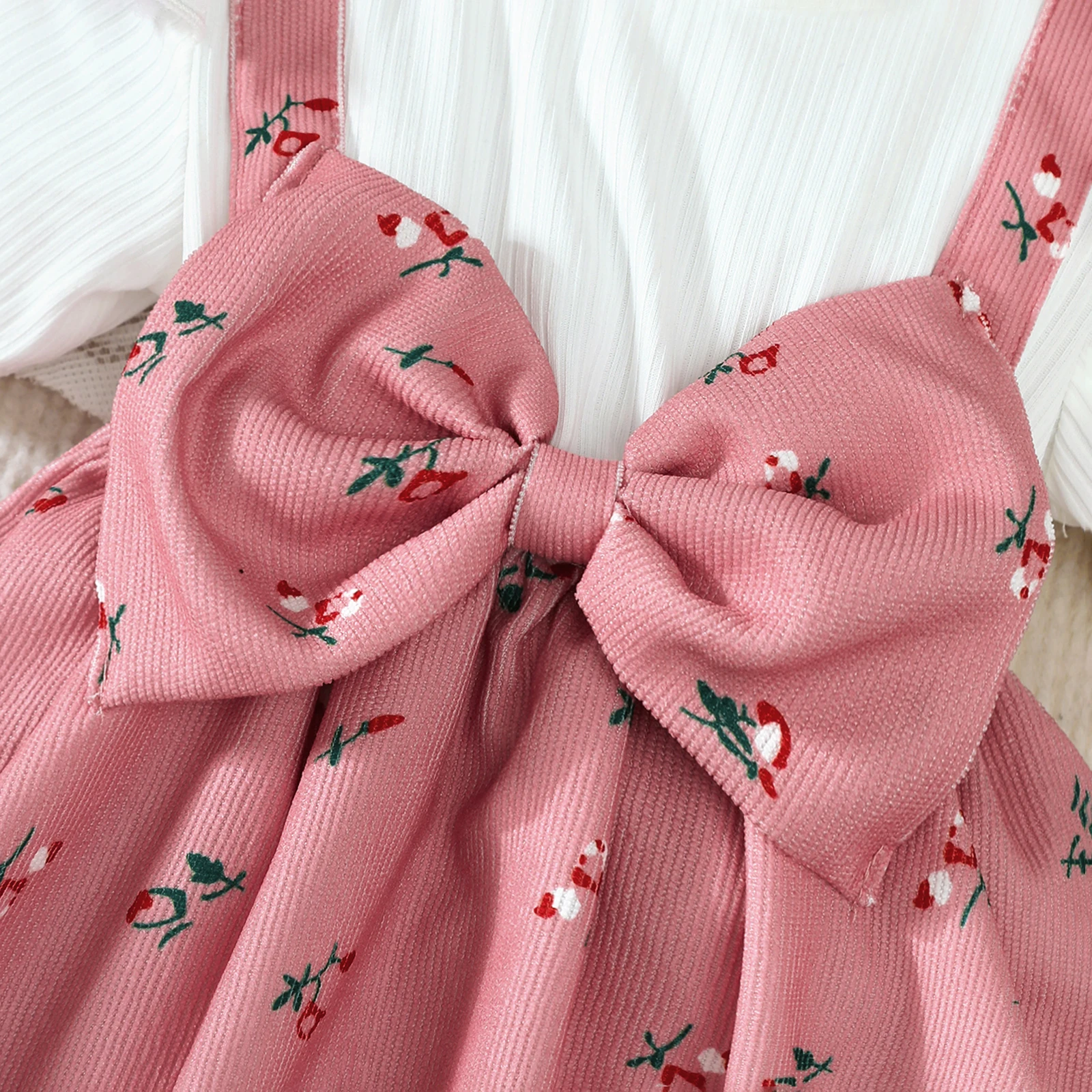 2Pcs/Set Baby girl Dress Small Floral Large bow Summer,Dress+Headband Set suitable for 0-24 Months Baby girls Fashionable Dress thumbnail 5