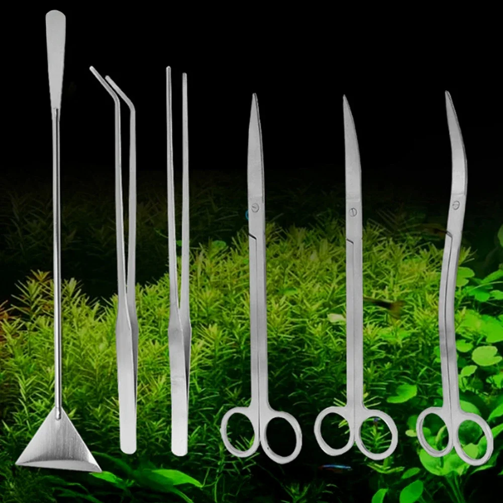 Stainless Steel Fish Tank Plants Tools Aquarium Cleaning Tools Scissors Tweezers Wave Scissors Pet Aquarium Supplies Accessories