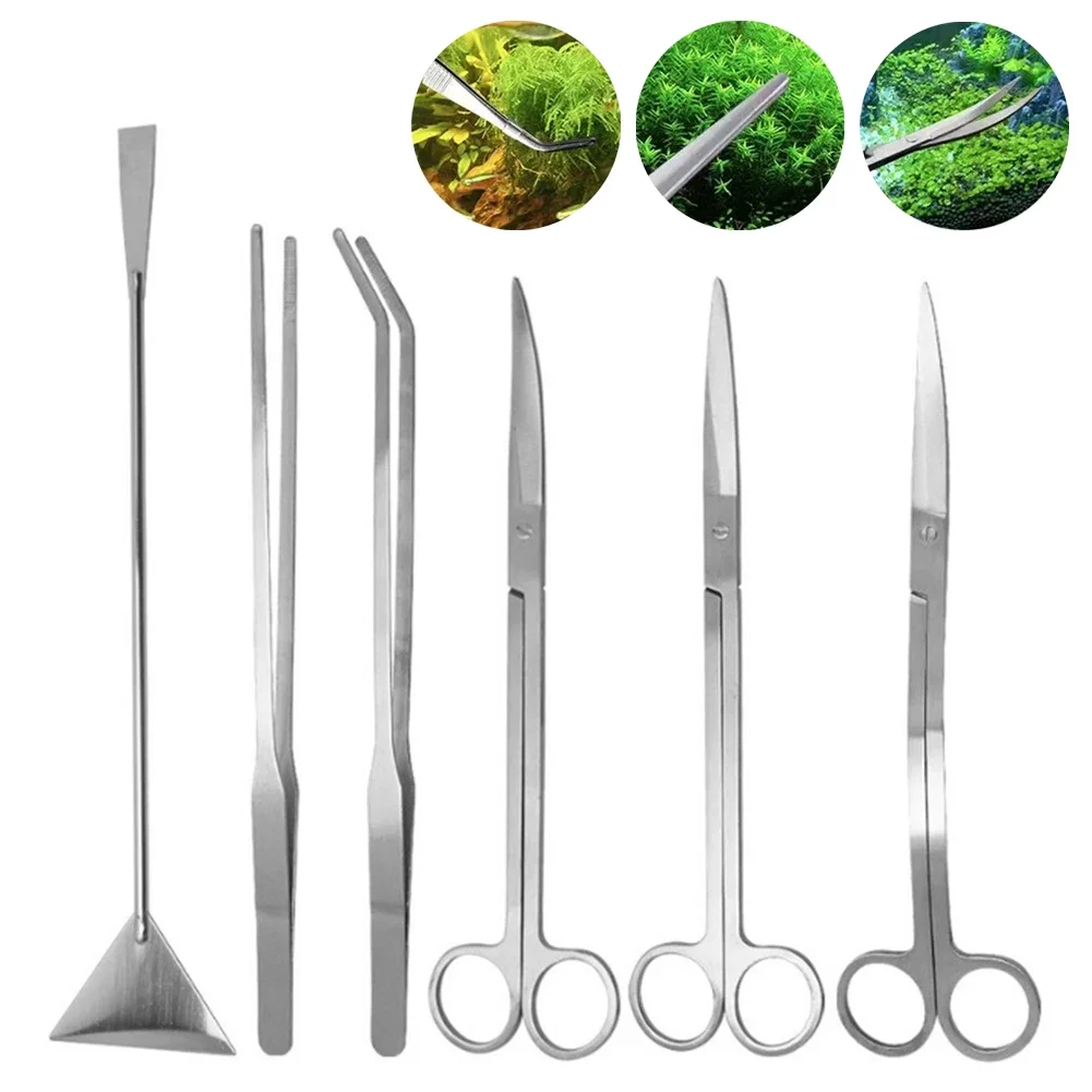 Stainless Steel Fish Tank Plants Tools Aquarium Cleaning Tools Scissors Tweezers Wave Scissors Pet Aquarium Supplies Accessories thumbnail 2