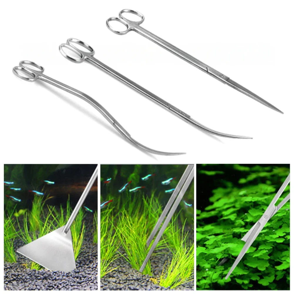 Stainless Steel Fish Tank Plants Tools Aquarium Cleaning Tools Scissors Tweezers Wave Scissors Pet Aquarium Supplies Accessories thumbnail 3