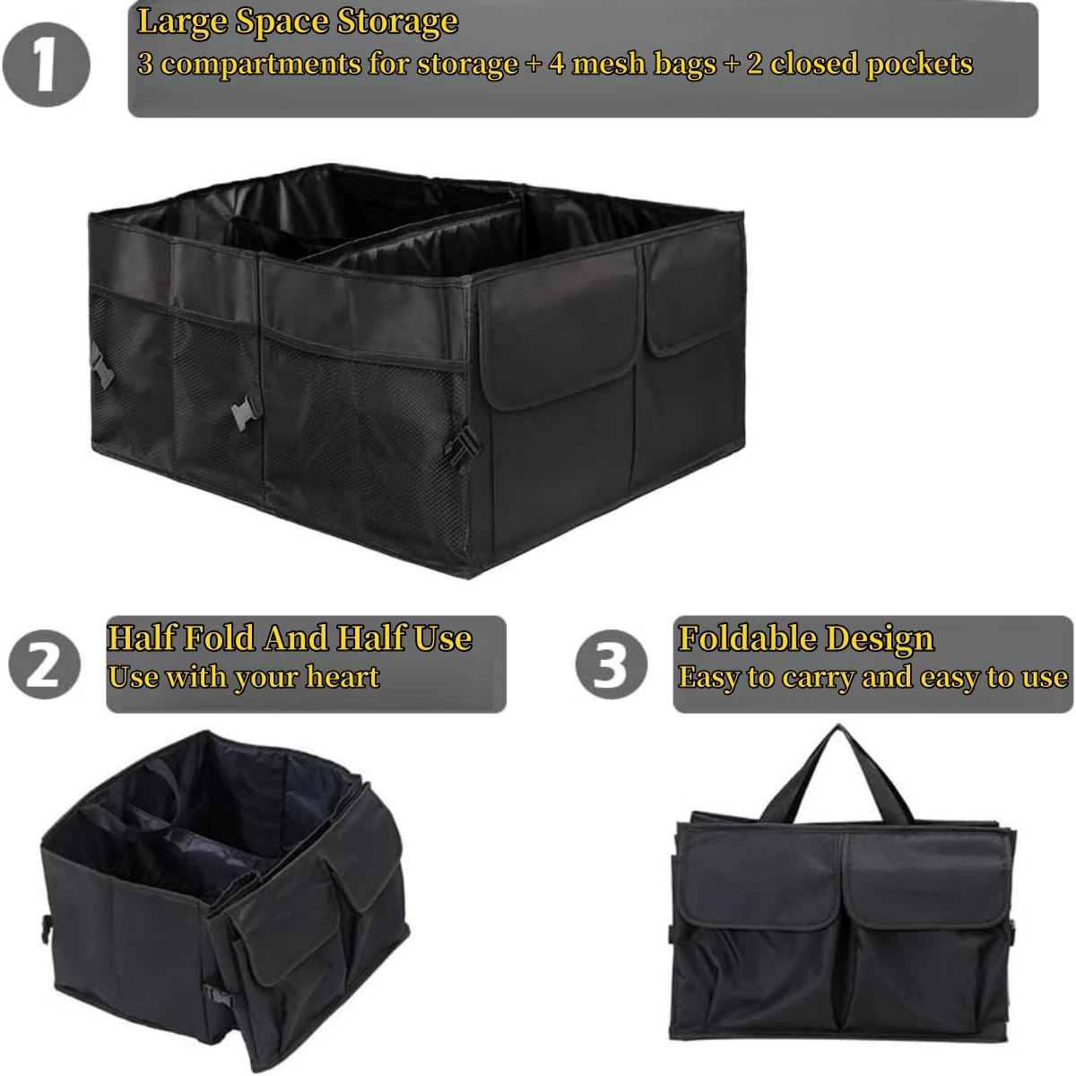 Big Capacity Collapsible Car Storage Box Trunk Cargo Case Repair Tools Holder Auto Organizer Automotive Accessories Universal thumbnail 4