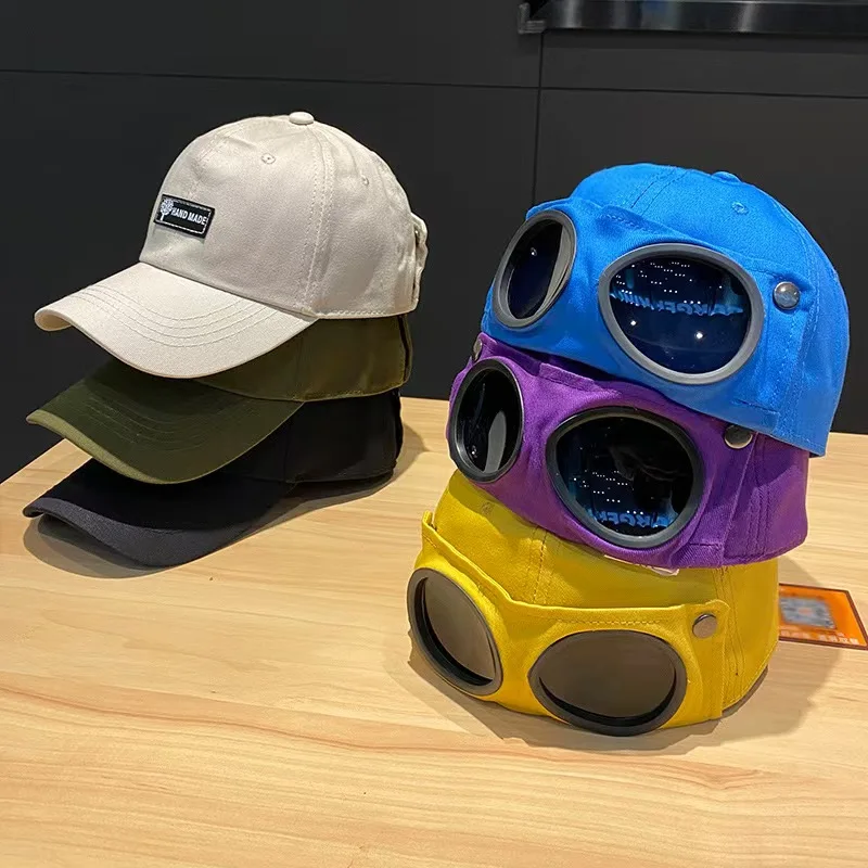 Unisex Summer Baseball Caps With Glasses Aviator Hat Female Personality Hip Hop Peaked Cap Male Outdoor Sports Sun Visor gorraps