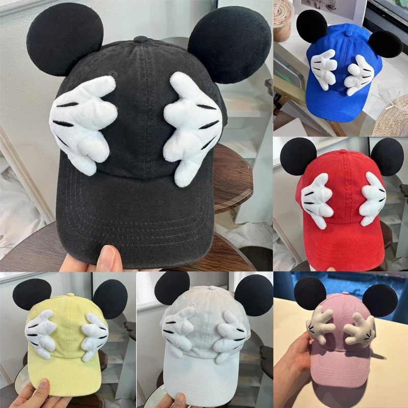 Disney Mickey Mouse Big Ears Shape Hug Anime Figure Baseball Cap Dress Up Cotton Polyester Kids Cartoon Peaked Cap Birthday Gift