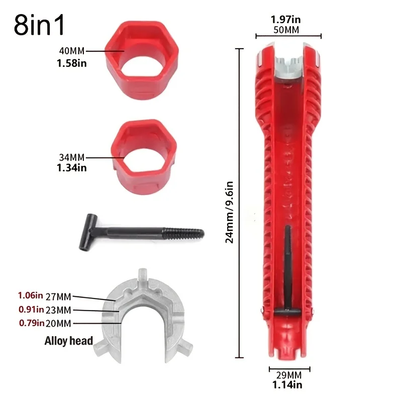 5-in-1 & 8-in-1 Multifunctional Sink Wrench - Easy Bathroom Installation & Repair Tool thumbnail 2