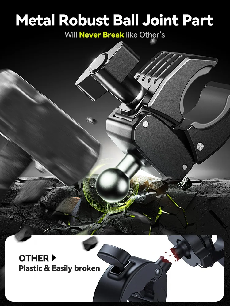 Joyroom Motorcycle Phone Mount Holder Upgrade Universal Ultra-Stable Bike Phone Holder With Shock Absorption Device JR-ZS598 thumbnail 3