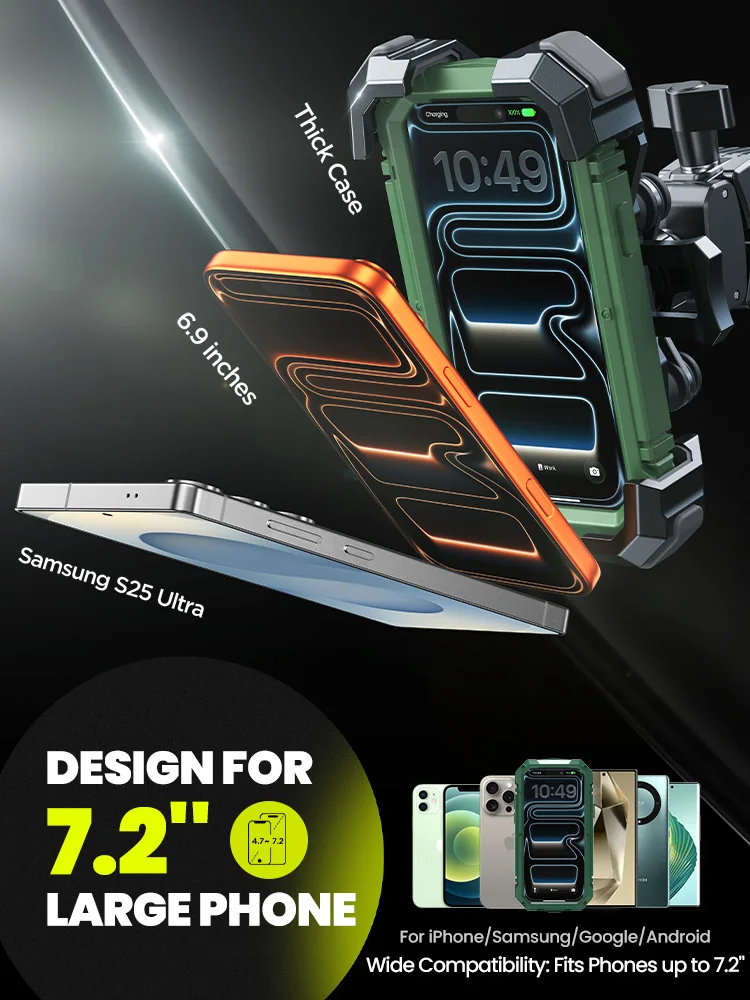 Joyroom Motorcycle Phone Mount Holder Upgrade Universal Ultra-Stable Bike Phone Holder With Shock Absorption Device JR-ZS598 thumbnail 4