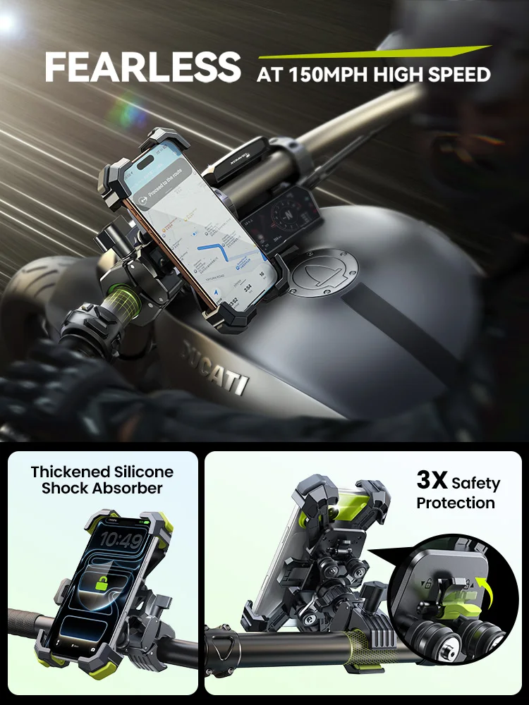 Joyroom Motorcycle Phone Mount Holder Upgrade Universal Ultra-Stable Bike Phone Holder With Shock Absorption Device JR-ZS598 thumbnail 5