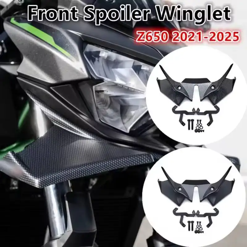 For Kawasaki Z 650 2020-2024 2023 Motorcycle Z650 Front Spoiler Winglet Aerodynamic Wing Deflector Kit Naked Downforce Spoilers