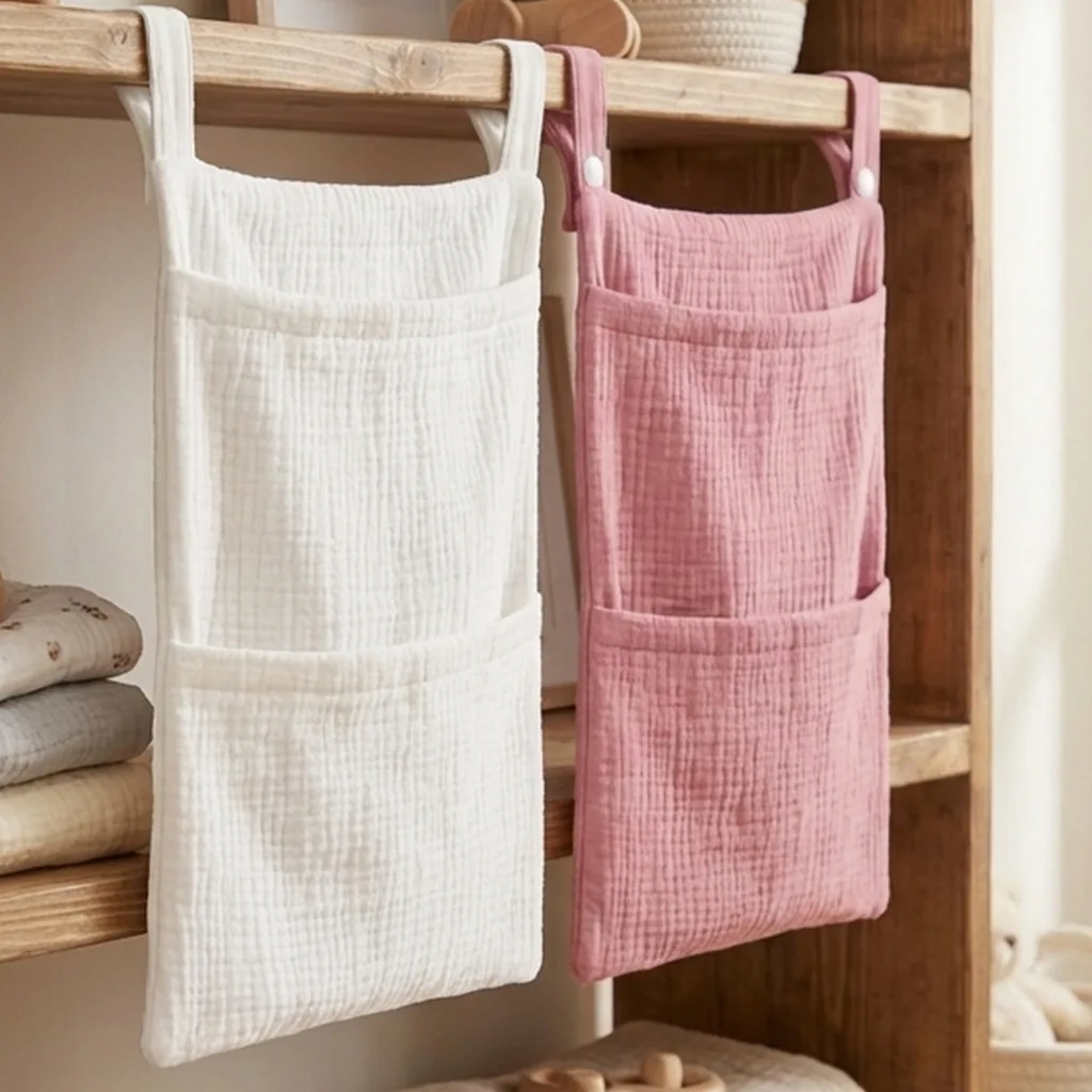 Pure Cotton Baby Crib Hanging Bag Multifunctional Newborn Supplies Storage Bag for Stroller New Pure Cotton Baby Hanging Bag thumbnail 5