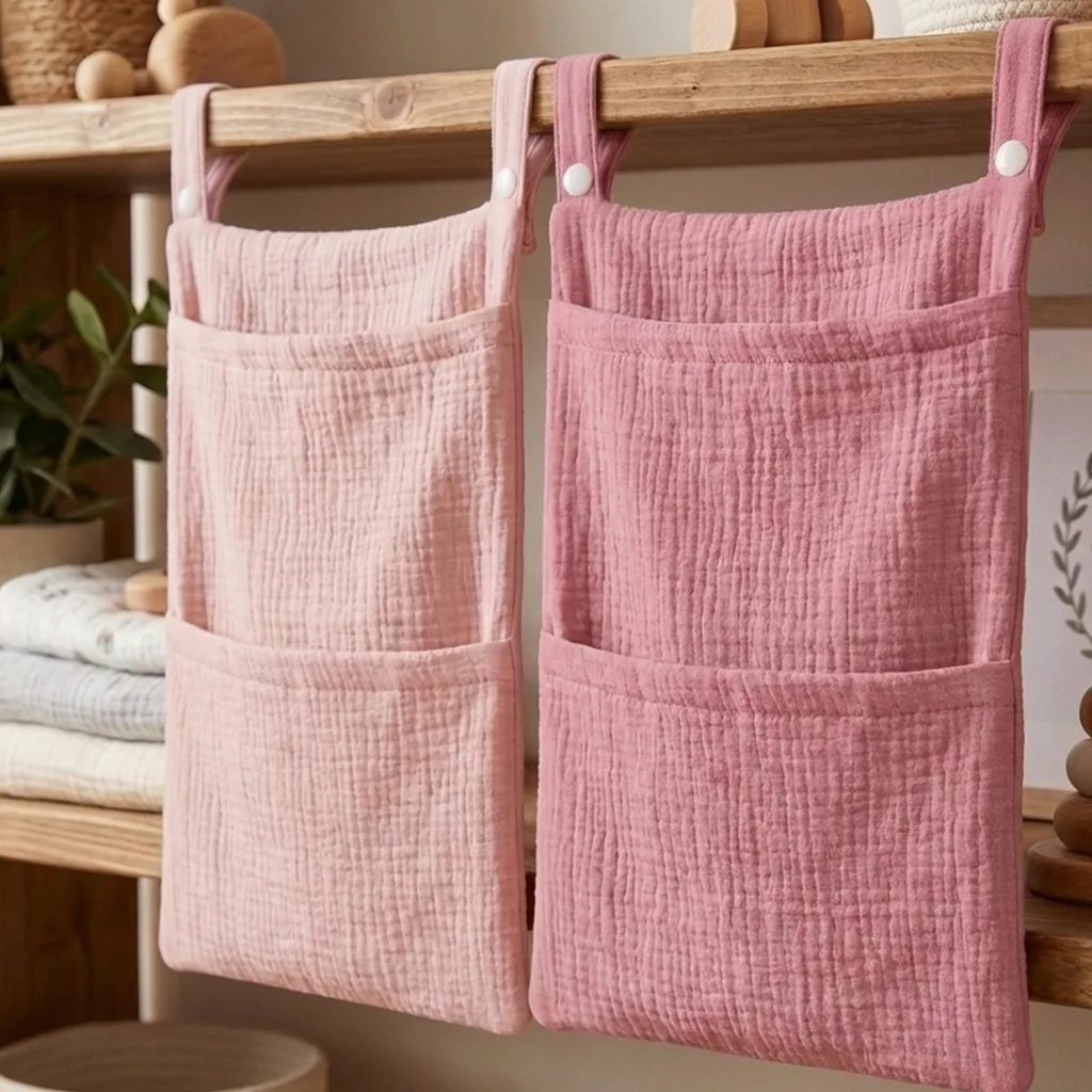 Pure Cotton Baby Crib Hanging Bag Multifunctional Newborn Supplies Storage Bag for Stroller New Pure Cotton Baby Hanging Bag thumbnail 4