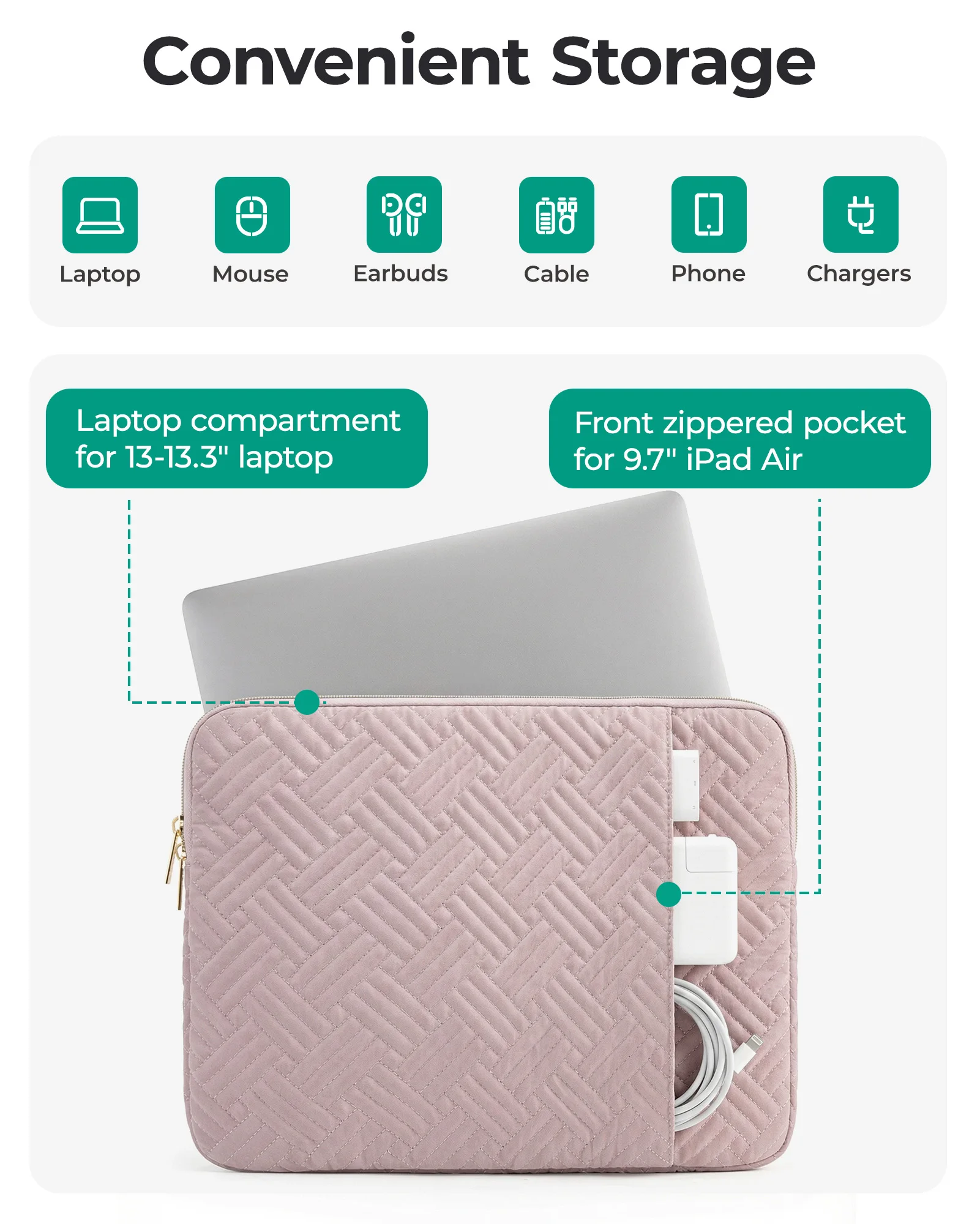 BAGSMART 13-13.3 inch Laptop Sleeve Portable Laptop Cover Compatible Computer Protective Case with Pocket thumbnail 4