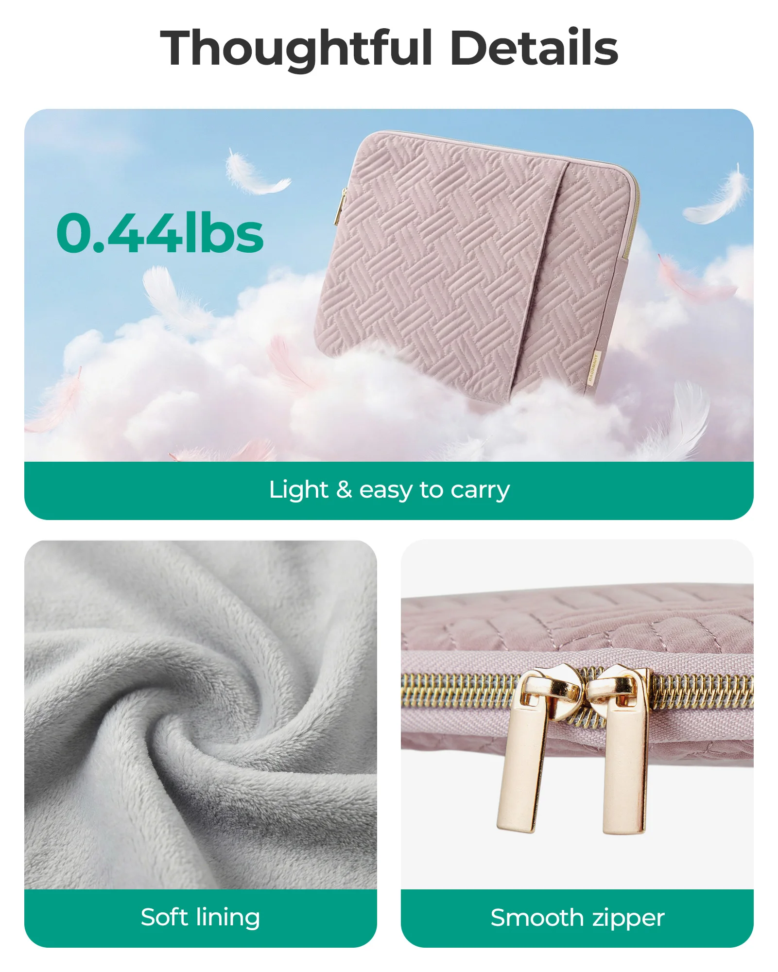 BAGSMART 13-13.3 inch Laptop Sleeve Portable Laptop Cover Compatible Computer Protective Case with Pocket thumbnail 5
