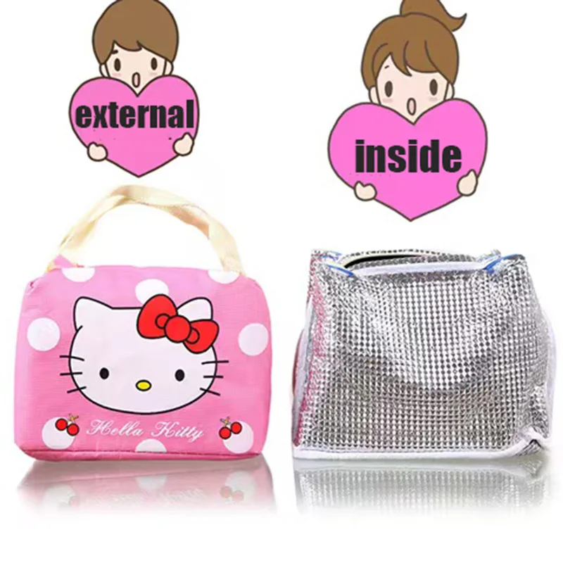 Hello Kitty Lunch Bag for Women Aluminum Foil Thickened Handheld Bento Bag Cute Kitty IP Insulated Tote Perfect thumbnail 6