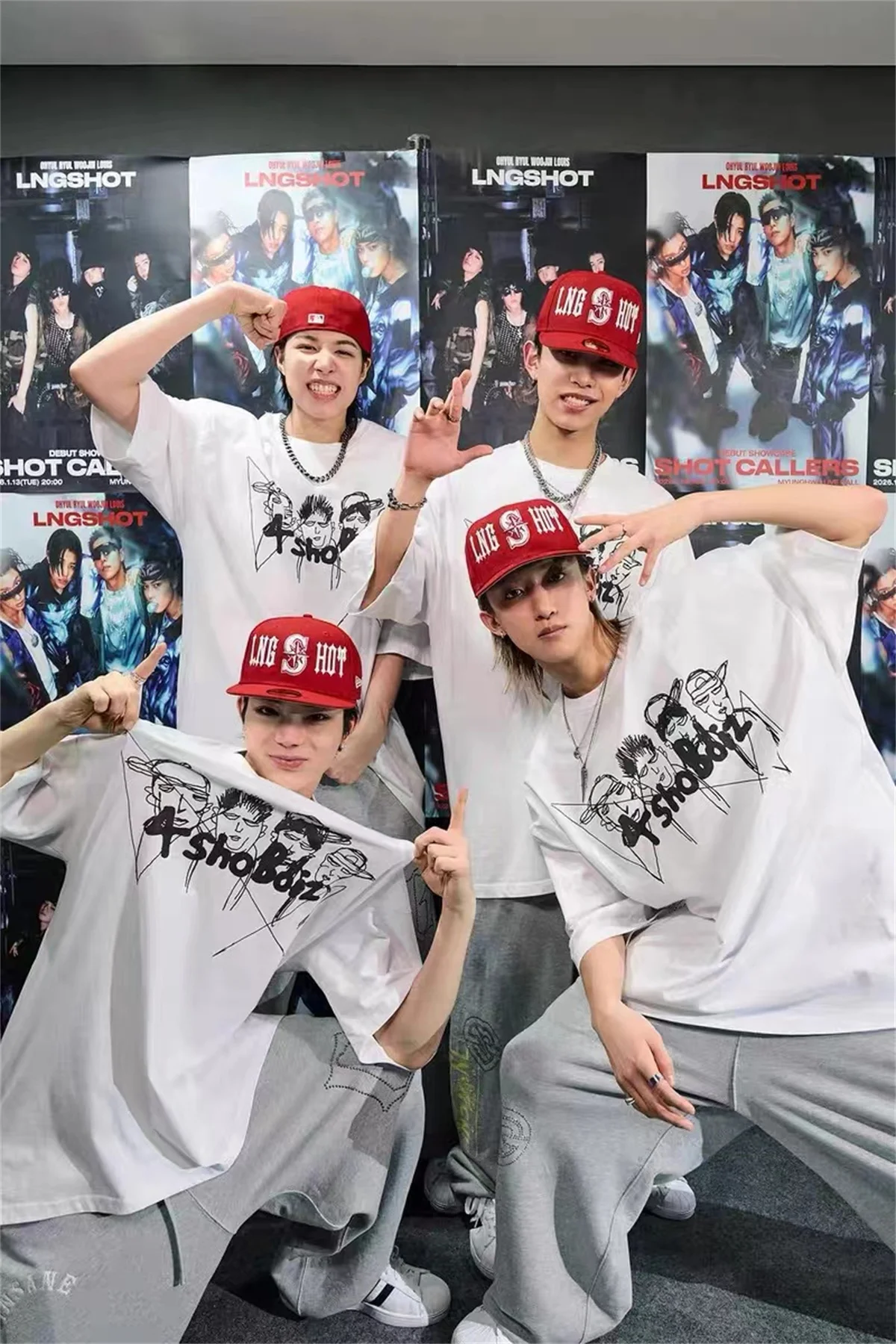 LNGSHOT Member Portrait Graphic T-Shirt Ohyuan Woojin Louis Ryul Kpop Fashion Retro Shirt Summer Men'S Women'S Beach T-Shirts