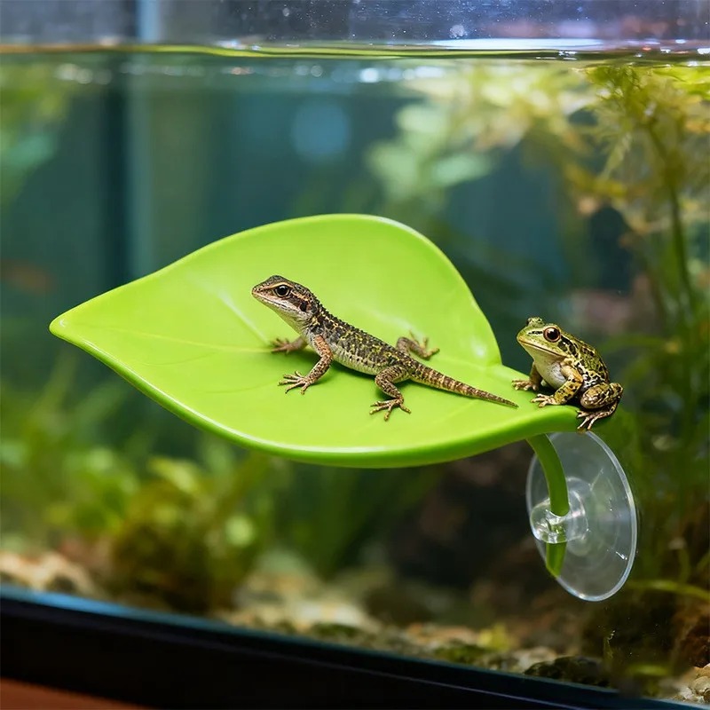 Reptile Basking Area Resting Terrace Frog Habitat Leaf Suction Cup Tank Accessories Simulated Leaves for Geckos SYXZS01