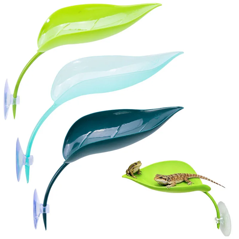Reptile Basking Area Resting Terrace Frog Habitat Leaf Suction Cup Tank Accessories Simulated Leaves for Geckos SYXZS01 thumbnail 3