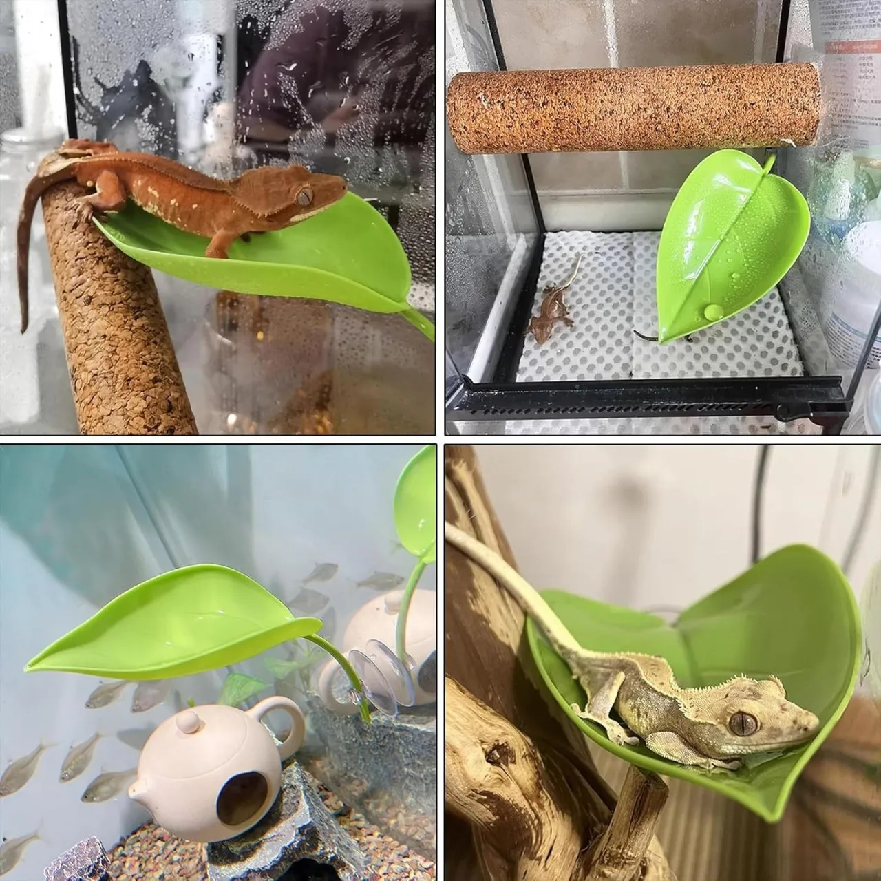 Reptile Basking Area Resting Terrace Frog Habitat Leaf Suction Cup Tank Accessories Simulated Leaves for Geckos SYXZS01 thumbnail 5