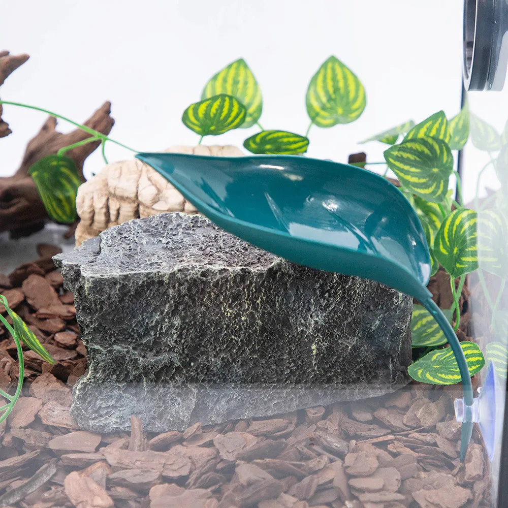 Reptile Basking Area Resting Terrace Frog Habitat Leaf Suction Cup Tank Accessories Simulated Leaves for Geckos SYXZS01 thumbnail 4