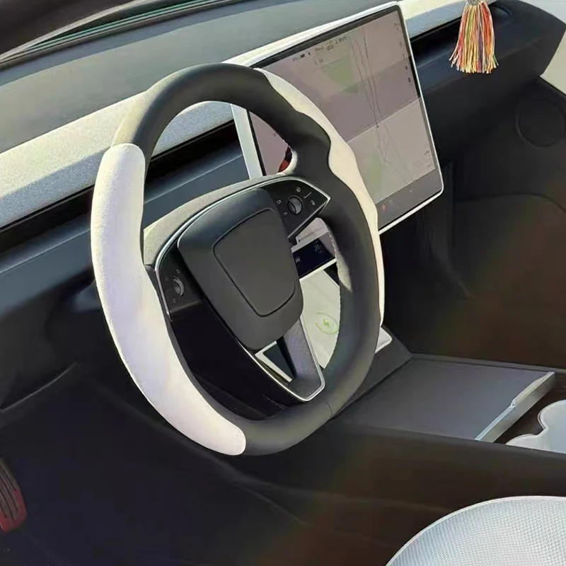 For Tesla Model 3/Y Highland Juniper Steering Wheel Cover Suede Sport Steering Wheel Cover All Season Universal Car Accessories thumbnail 6