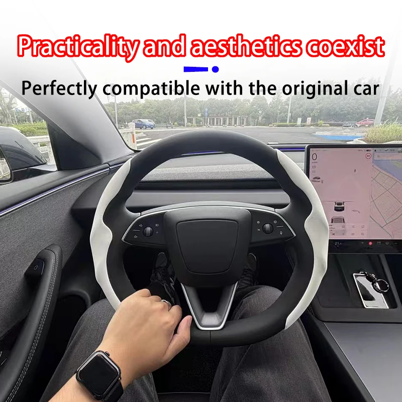 For Tesla Model 3/Y Highland Juniper Steering Wheel Cover Suede Sport Steering Wheel Cover All Season Universal Car Accessories thumbnail 5