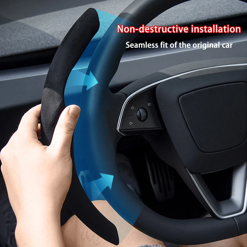 For Tesla Model 3/Y Highland Juniper Steering Wheel Cover Suede Sport Steering Wheel Cover All Season Universal Car Accessories thumbnail 4