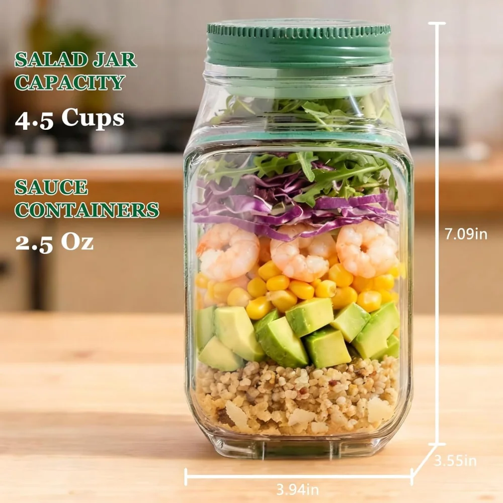 1pc can, side-opening salad making and storage tool, convenient lunch container with seasoning box, suitable for office and trav thumbnail 2
